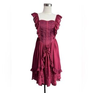 Chess Story Burgundy Lolita Pinup Gothic Fairy Dress NWT Medium